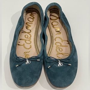 Sam Edelman Felicia Ballet Flats - Turquoise Blue Suede